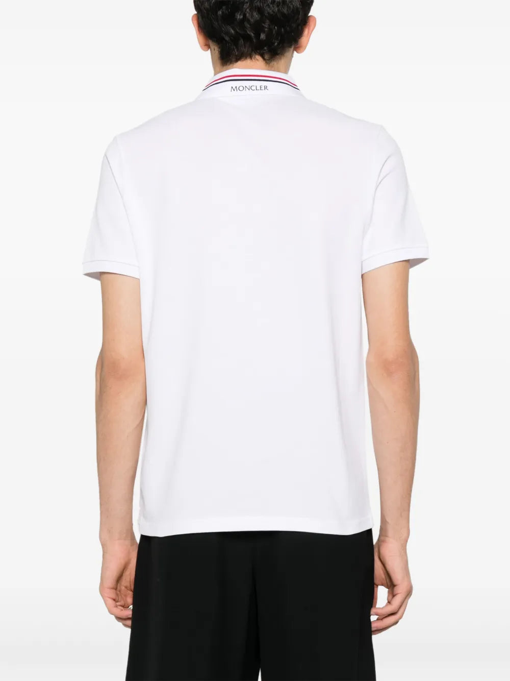 Moncler Moncler White Polo Shirt with Signature Tricolor Collar - image 6