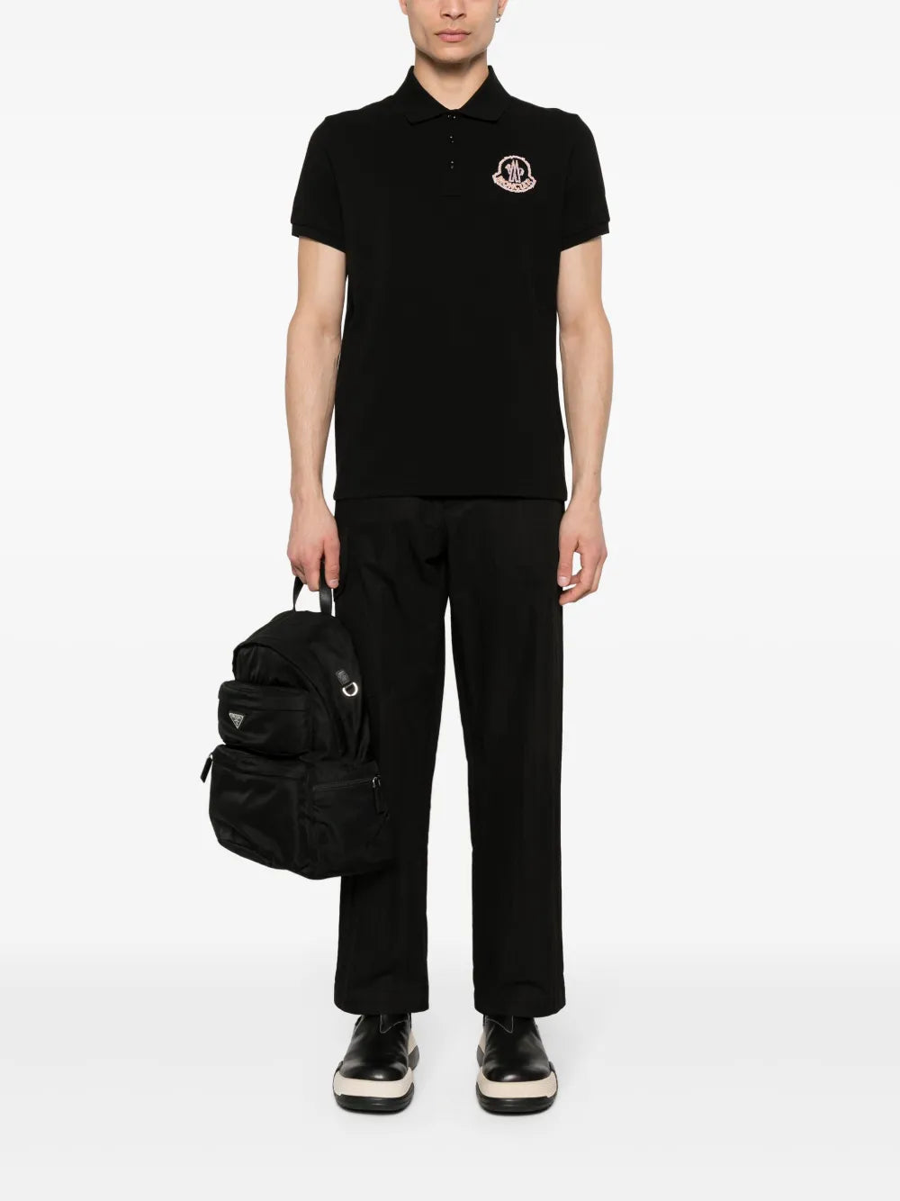 Moncler Moncler Black Polo Shirt with Statement Embroidered Logo - image 2