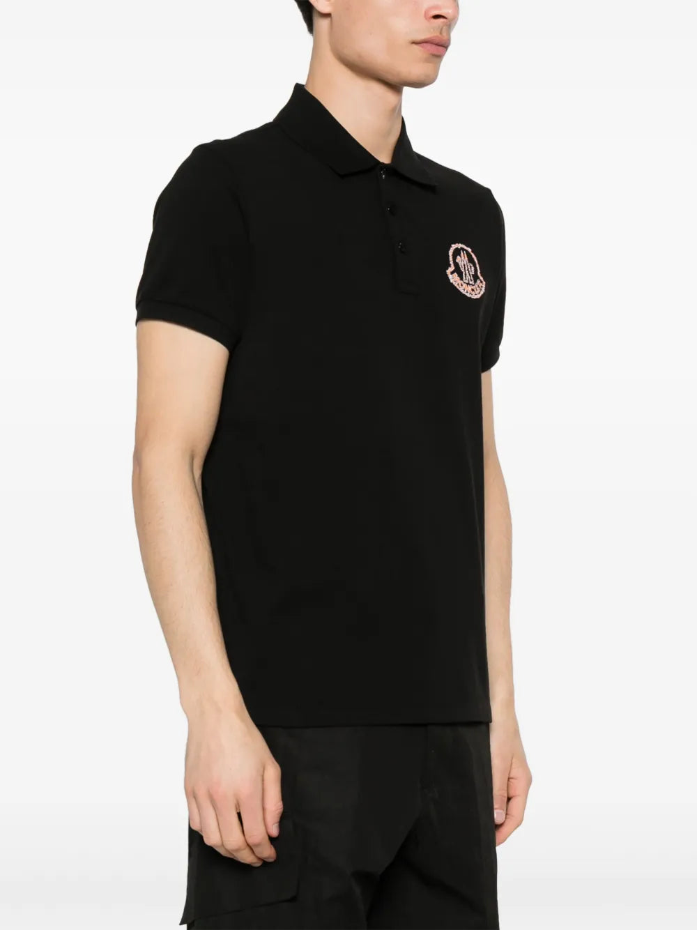 Moncler Moncler Black Polo Shirt with Statement Embroidered Logo - image 3