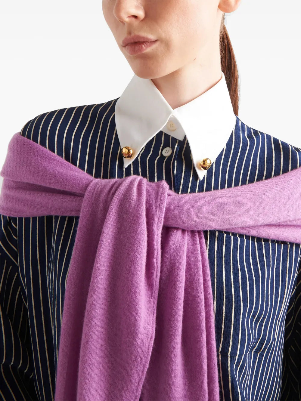Prada Navy Striped Oversized Shirt - image 6