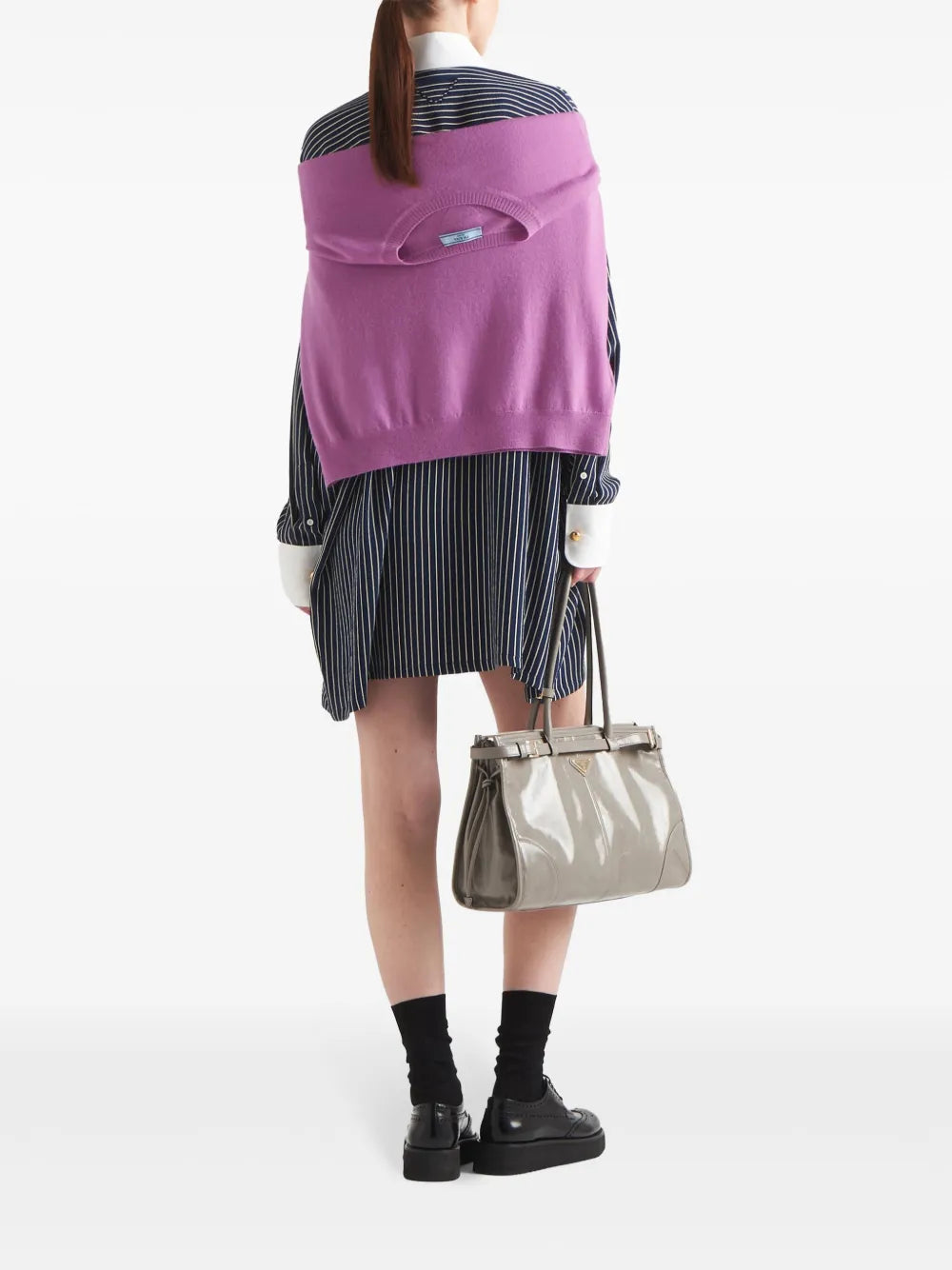 Prada Navy Striped Oversized Shirt - image 3