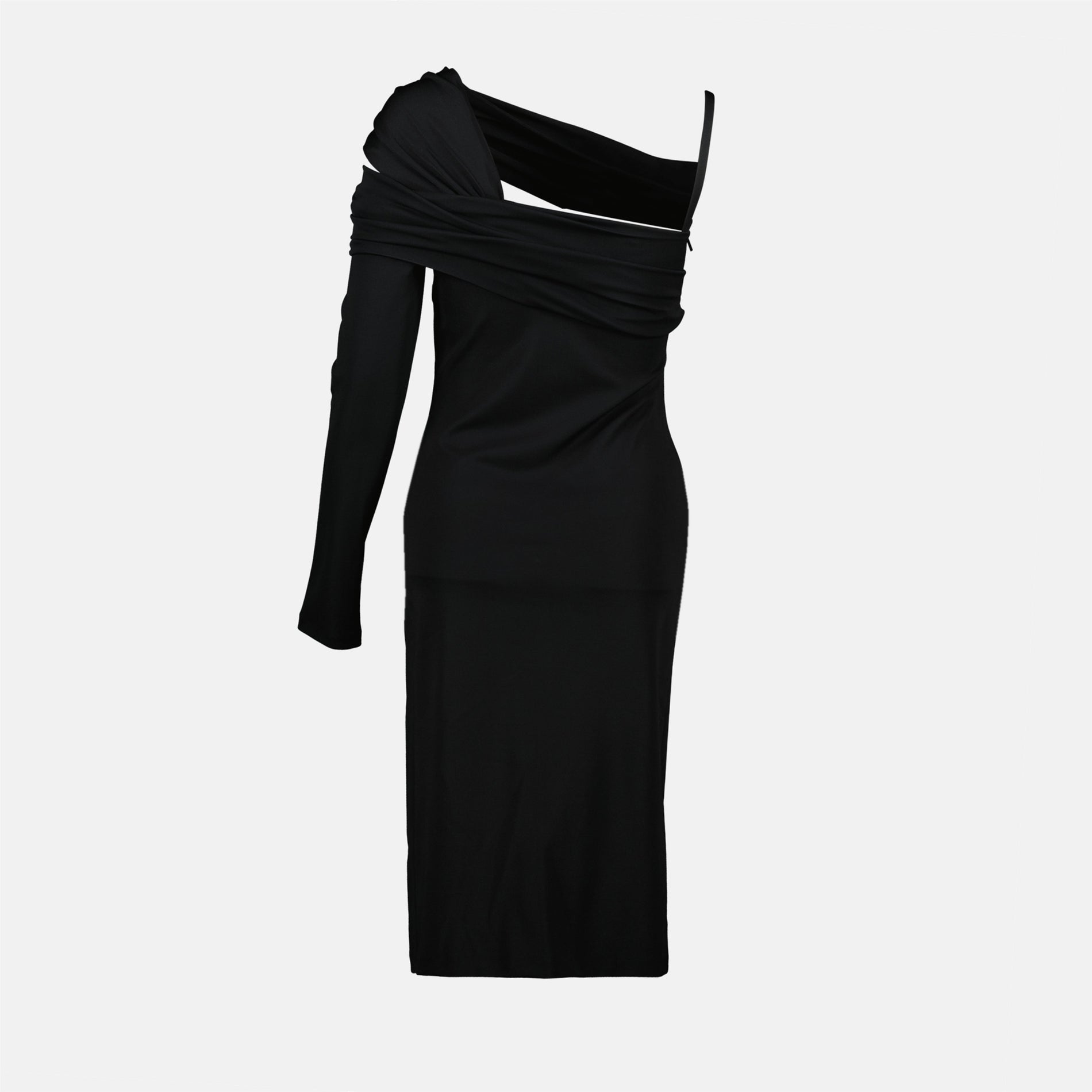 Versace Asymmetric Draped One-Shoulder Midi Dress - image 4