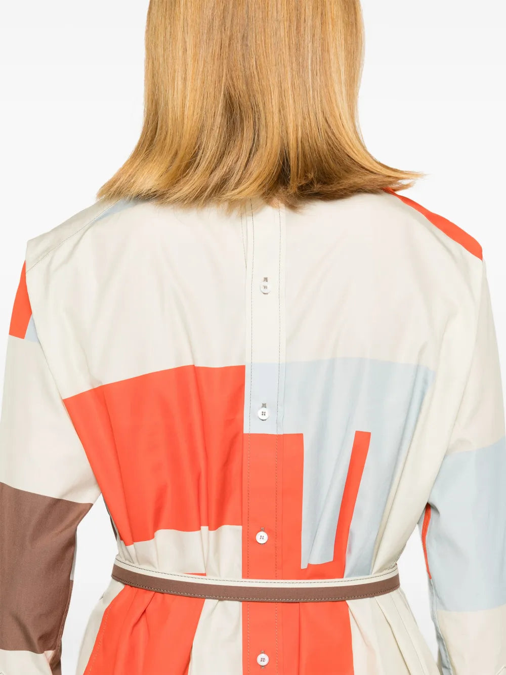 Fendi Abstract Color-Block Belted Shirt Dress - image 7