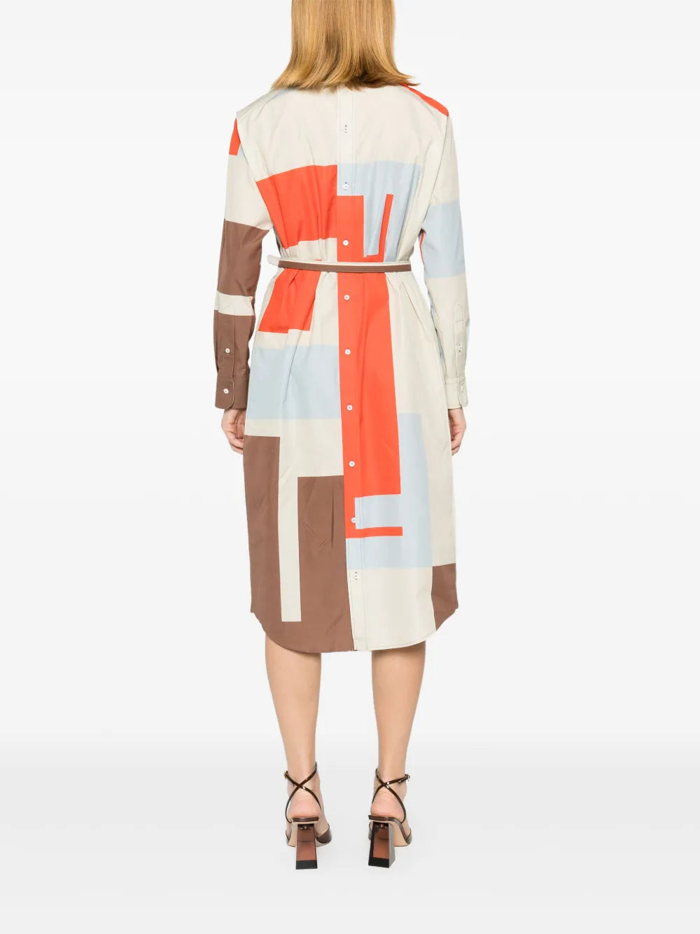 Fendi Abstract Color-Block Belted Shirt Dress - image 6