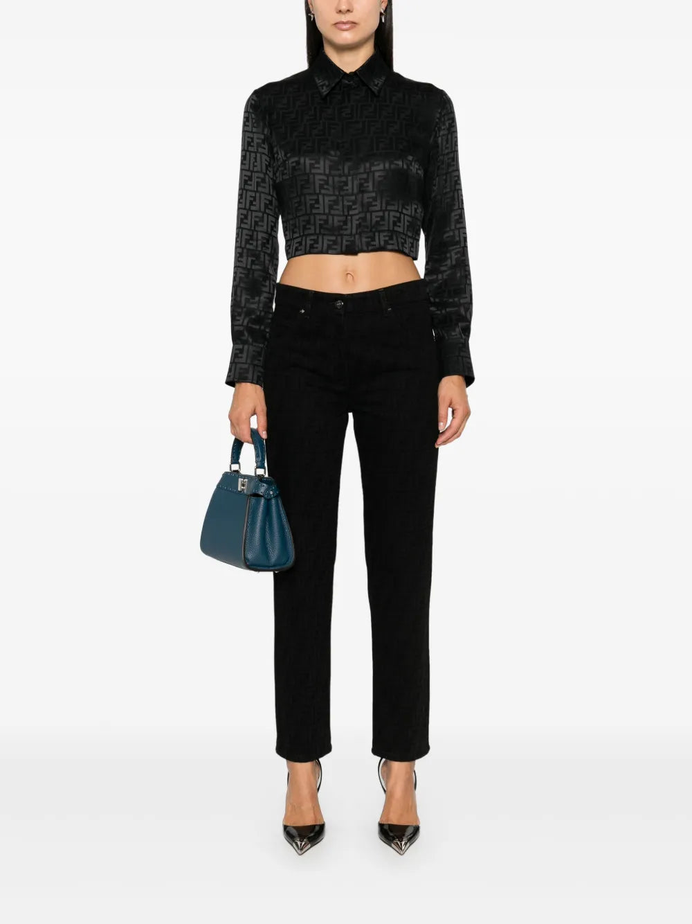Fendi Black Monogram Slim-Fit Jeans - image 2