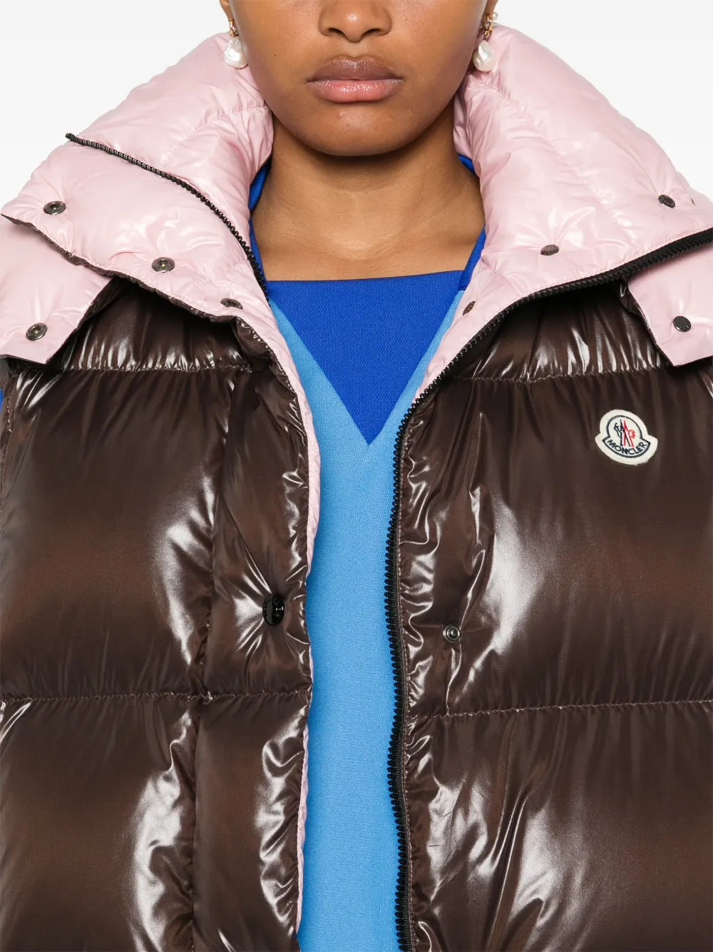 Moncler Brown & Pink Hooded Puffer Vest - image 7