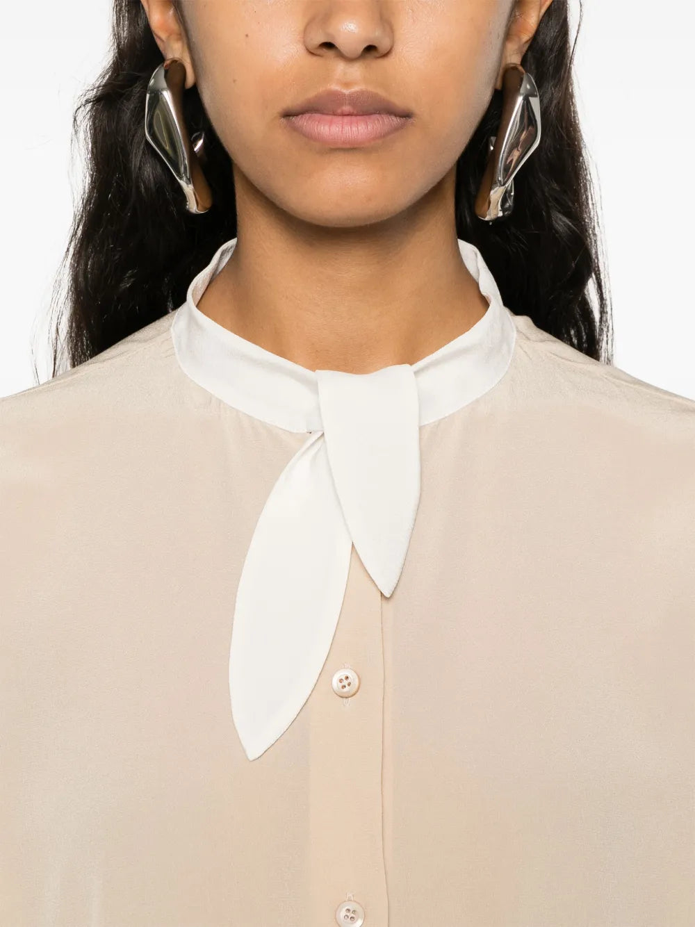Prada Cream Silk Bow Collar Blouse - image 7