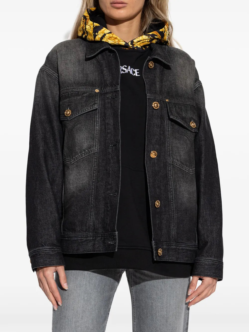 Versace Oversized Medusa Button Denim Jacket - image 3