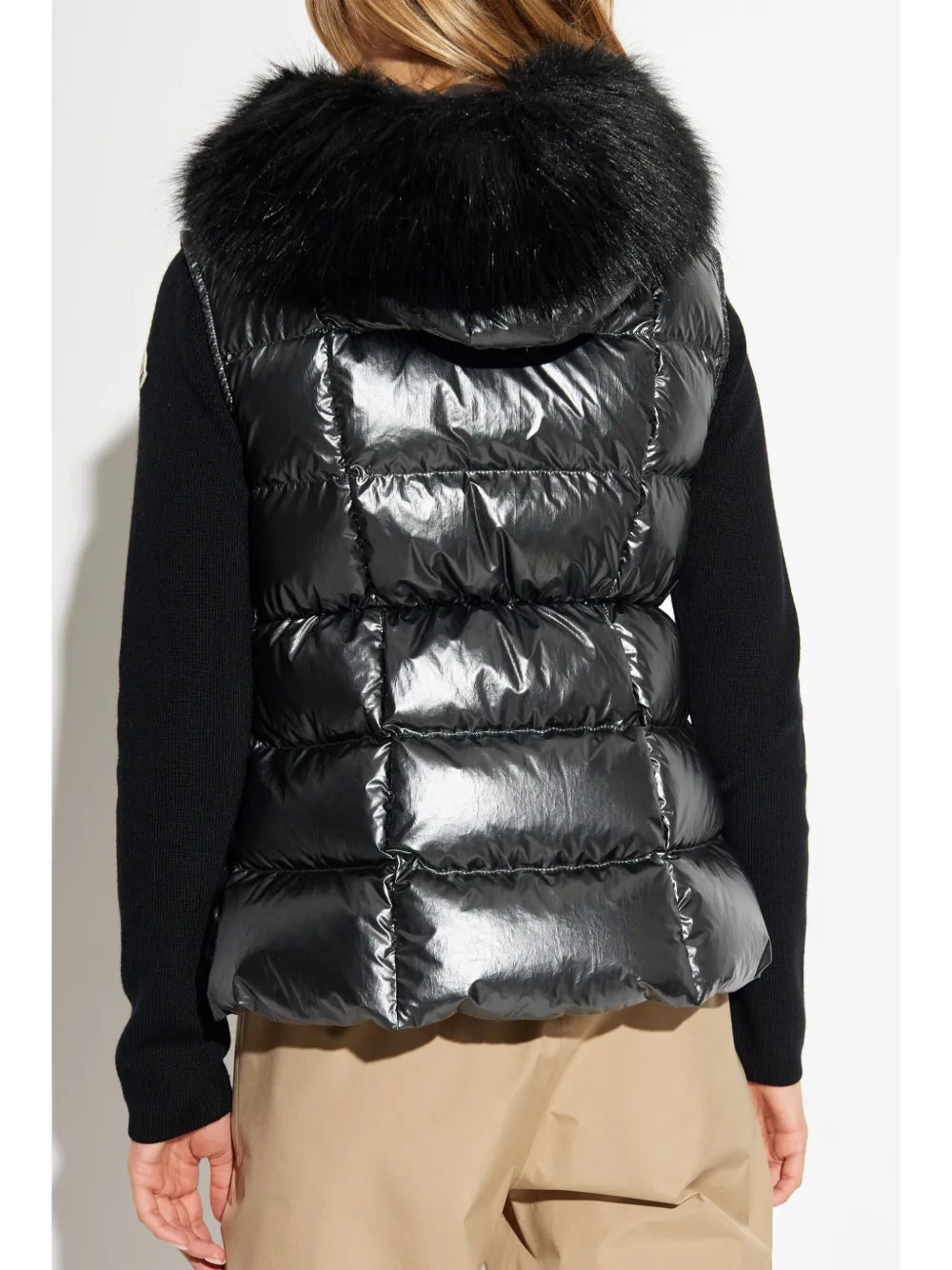 Moncler Glossy Fur-Trim Quilted Puffer Vest - image 6