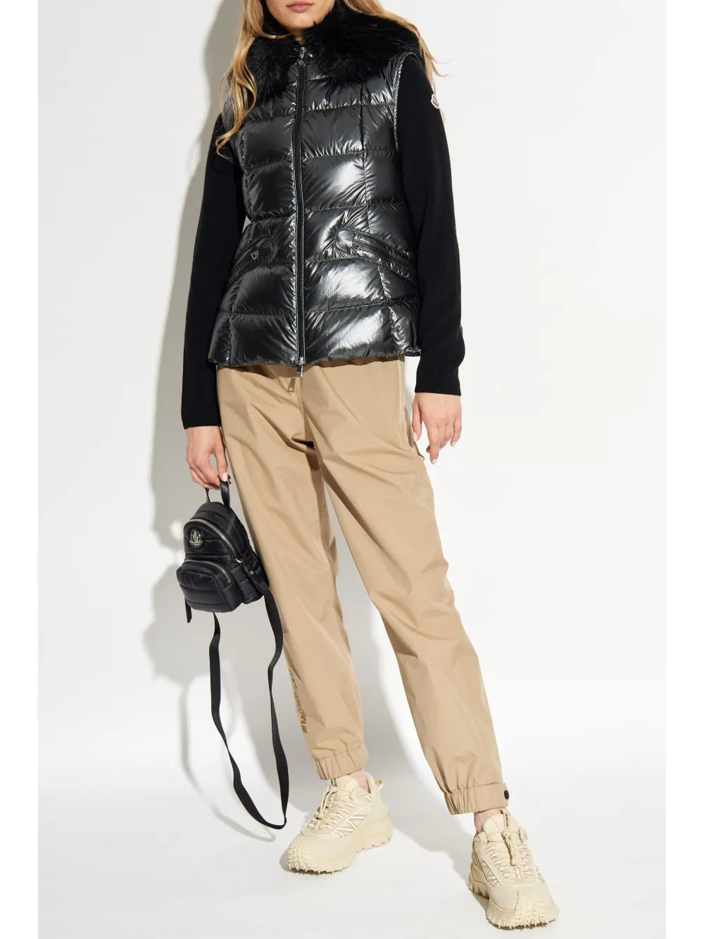 Moncler Glossy Fur-Trim Quilted Puffer Vest - image 2