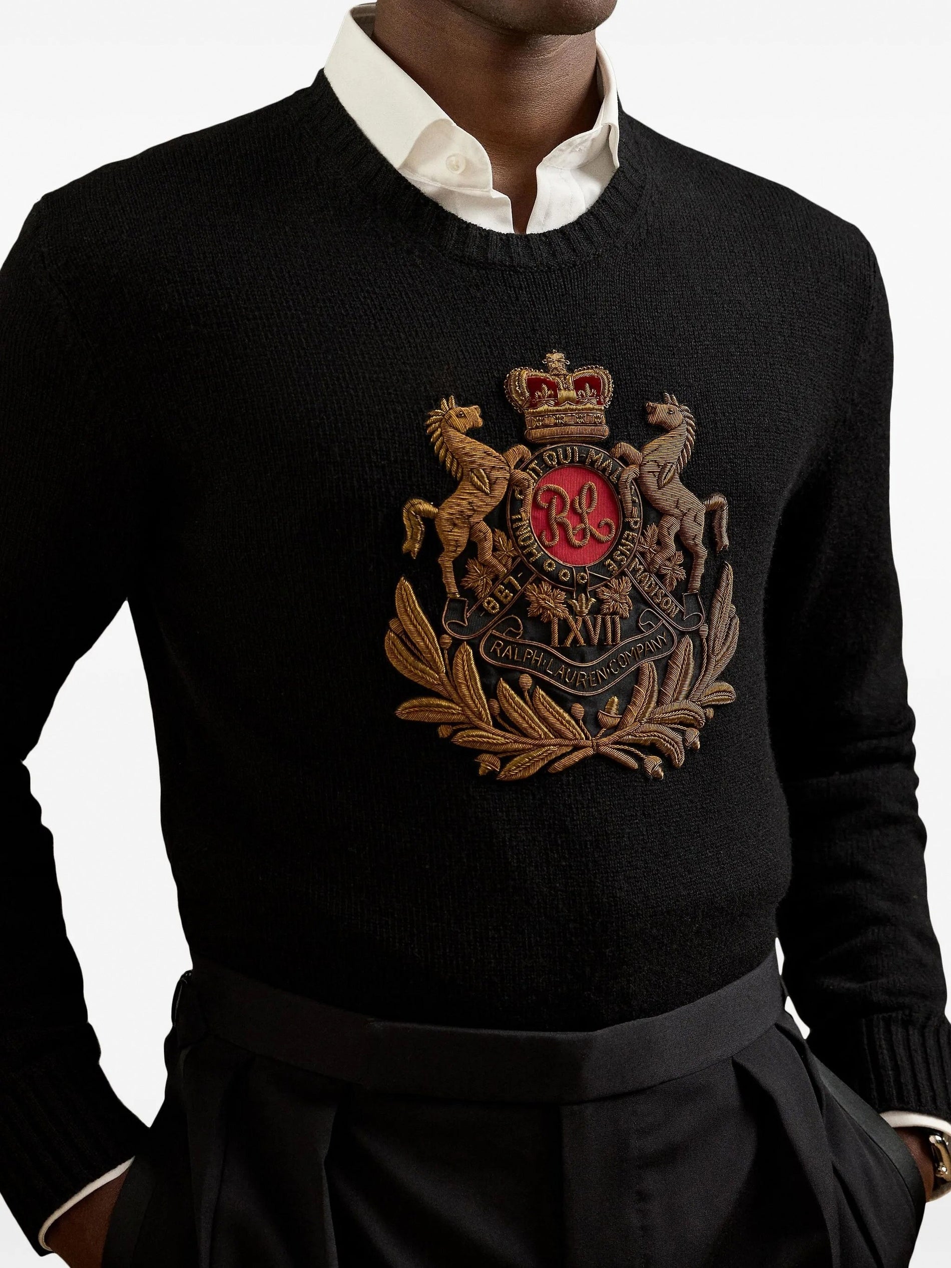 Ralph Lauren Heraldic Crest Embroidered Cashmere Pullover - image 2