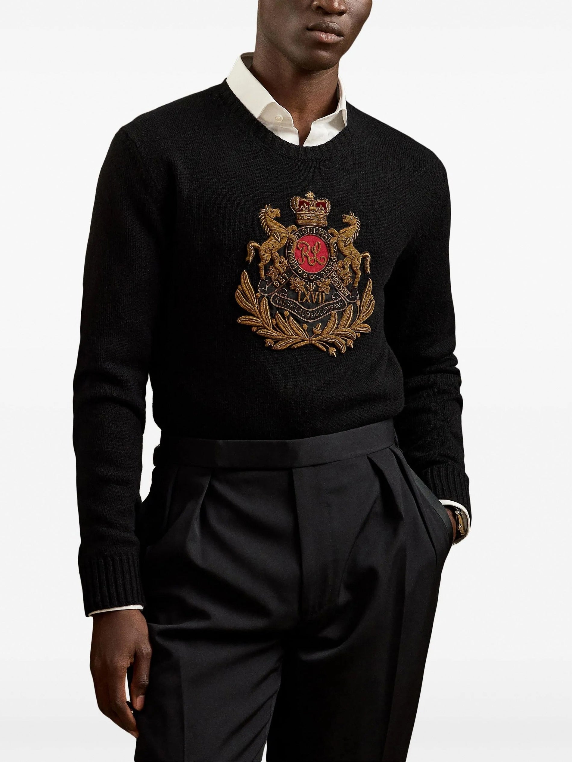 Ralph Lauren Heraldic Crest Embroidered Cashmere Pullover - image 4