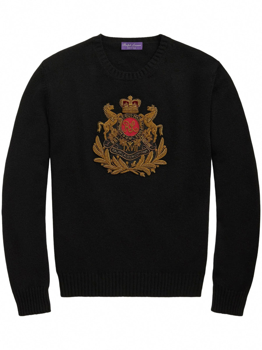Ralph Lauren Heraldic Crest Embroidered Cashmere Pullover