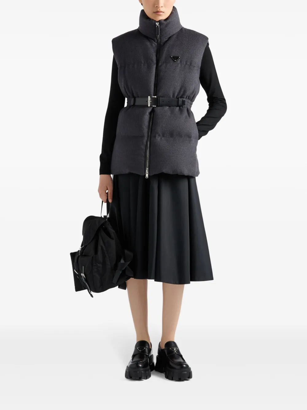 Prada Belted Padded Vest with High Collar - image 2