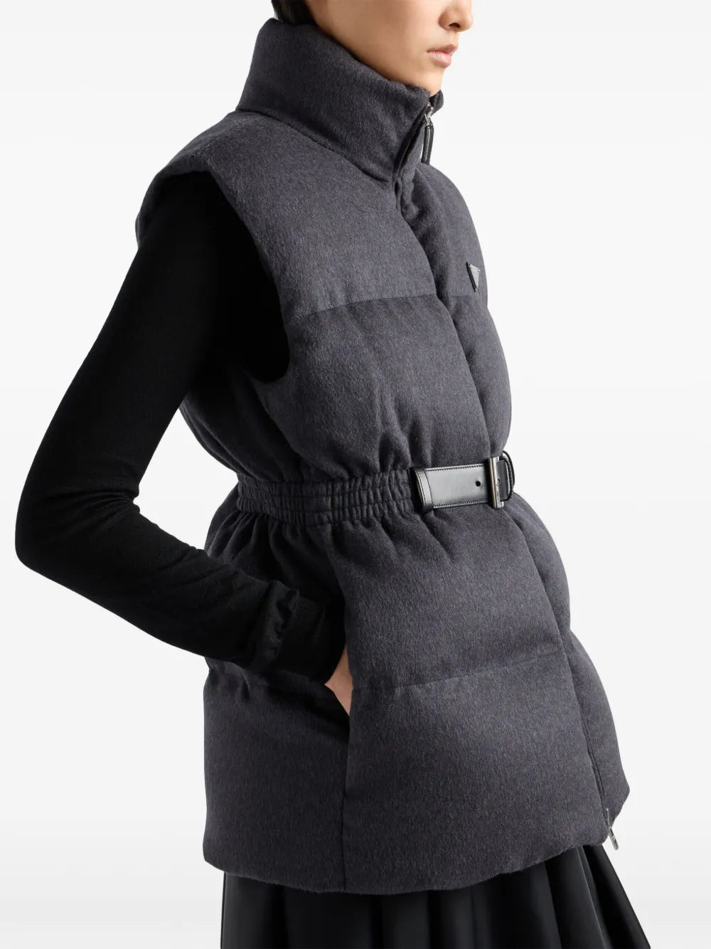 Prada Belted Padded Vest with High Collar - image 7
