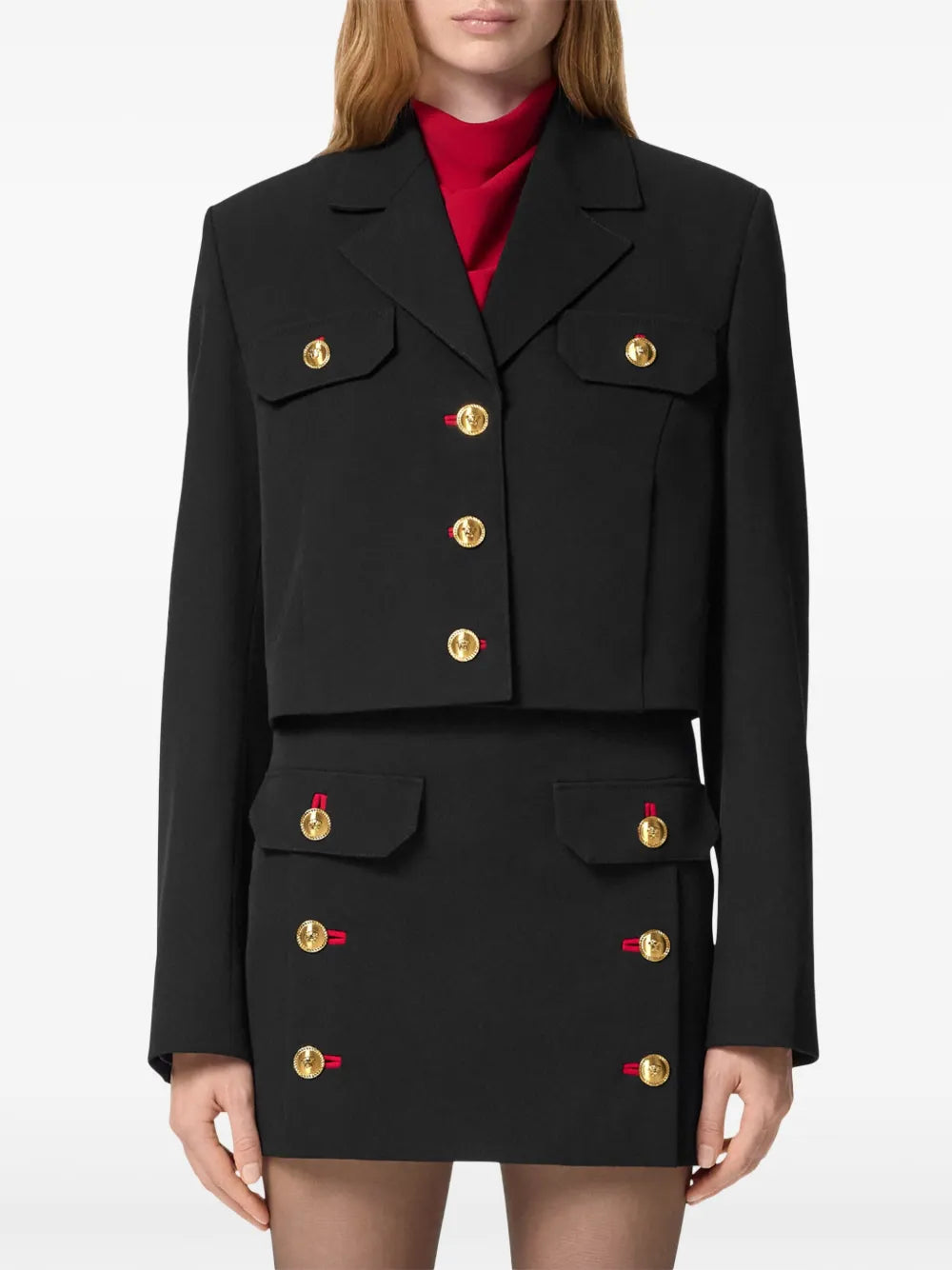 Versace Cropped Medusa Button Tailored Jacket - image 3