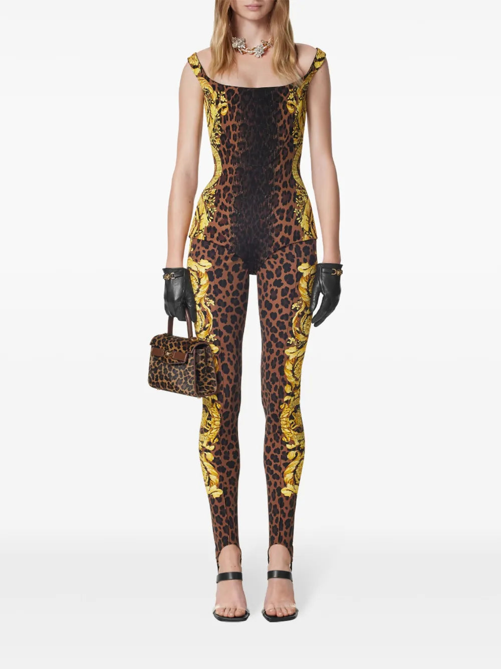 Versace Leopard Baroque Stirrup Leggings - image 2
