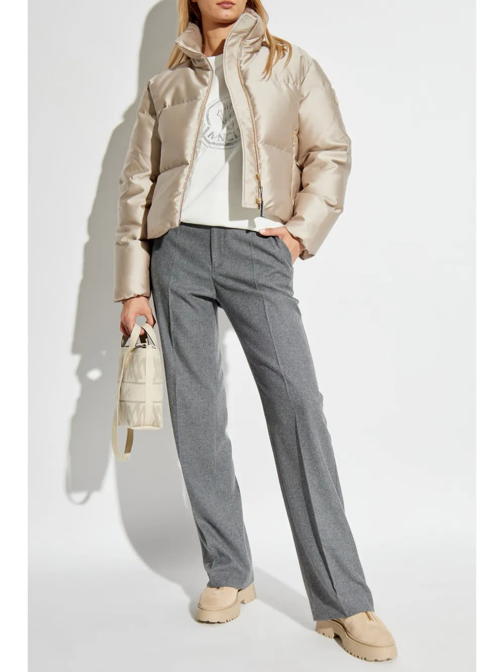 Moncler Beige High-Neck Puffer Jacket - image 2