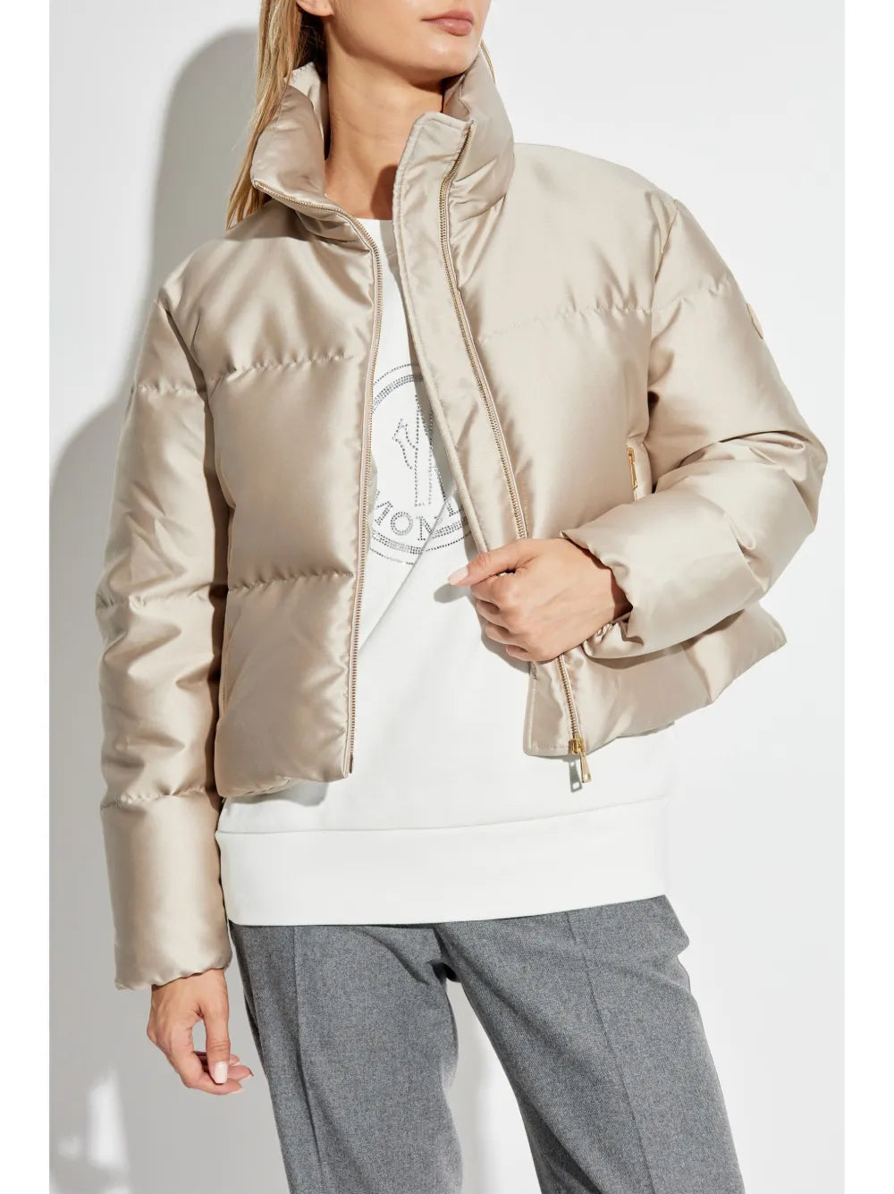 Moncler Beige High-Neck Puffer Jacket - image 3