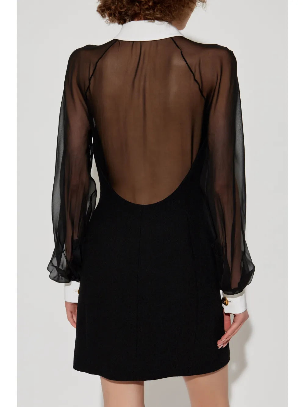 Versace Sheer Sleeve Corset Mini Dress with Contrast Collar - image 6