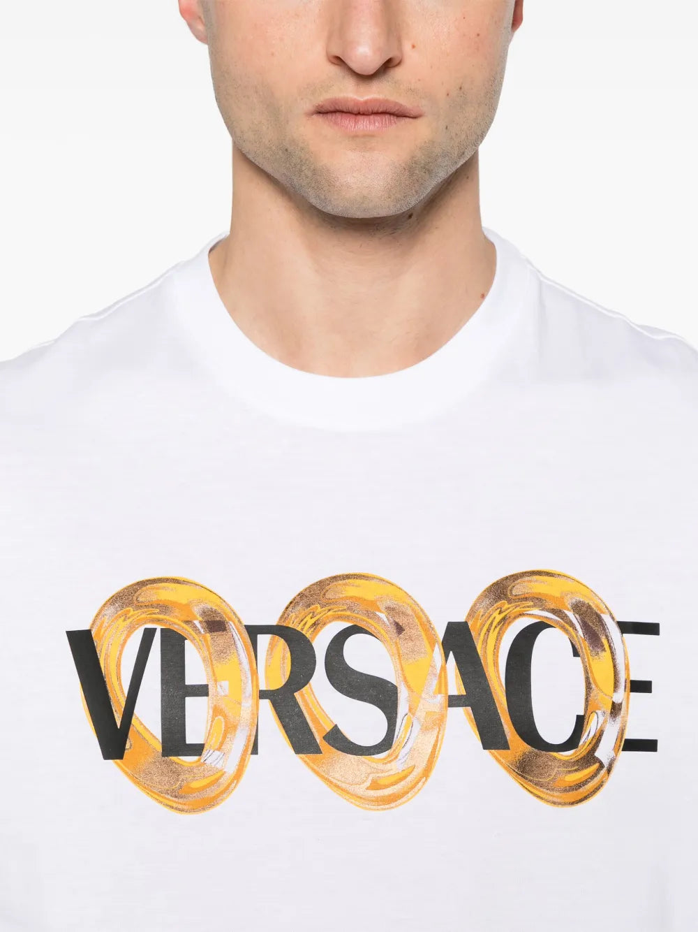 Versace White Maxi Chain Logo T-Shirt - image 5