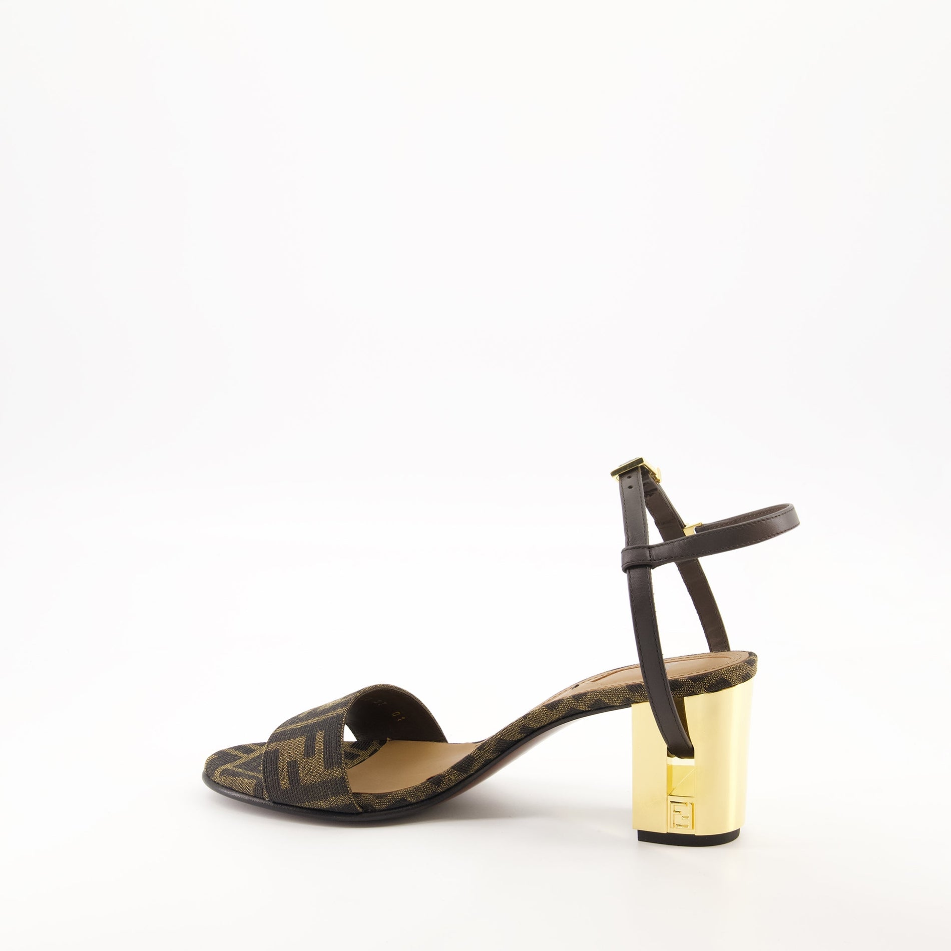 Fendi Jacquard Sandals with Metallic Heel - image 3