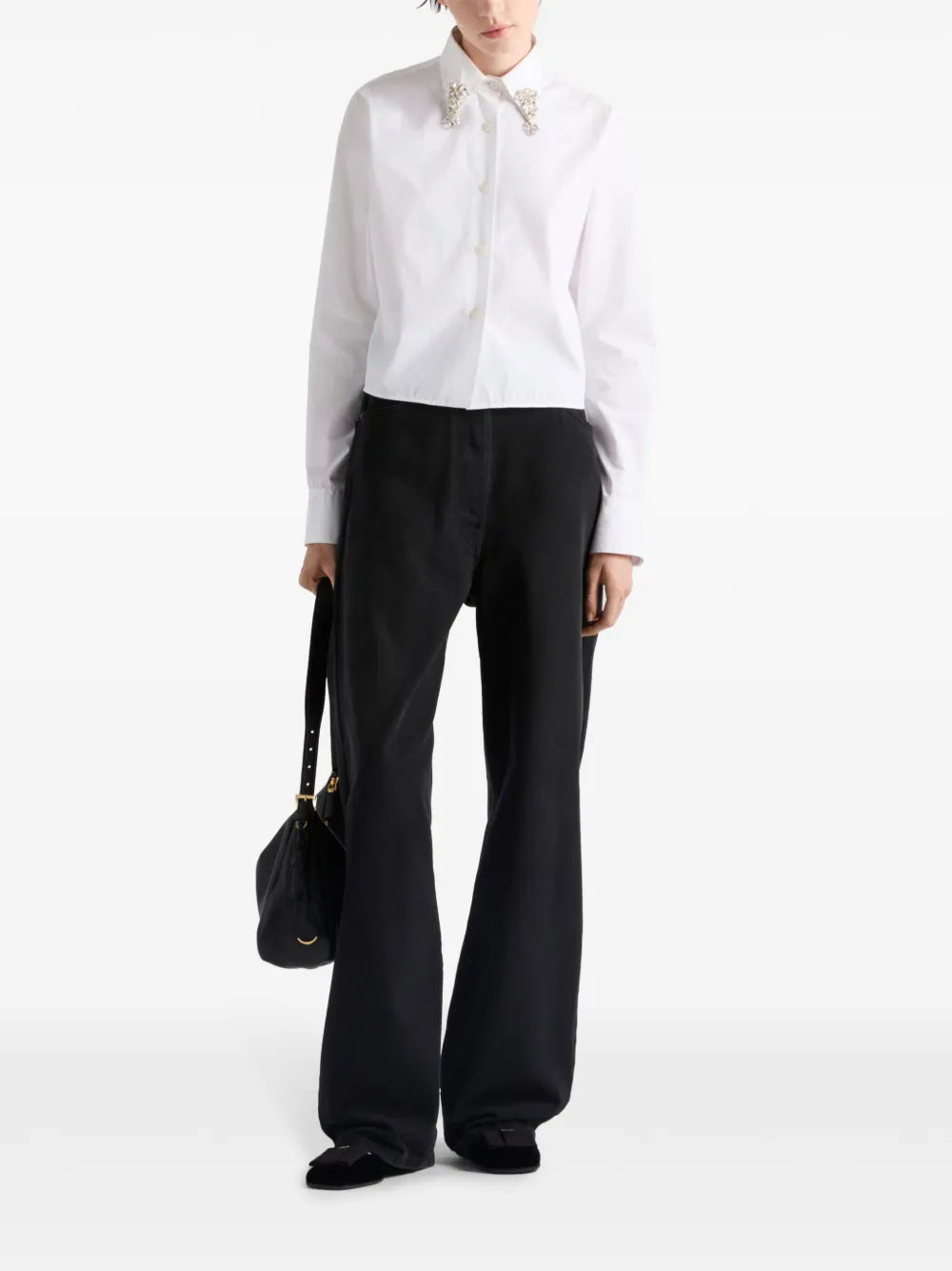 Prada Crystal Embellished Collar Shirt - image 2