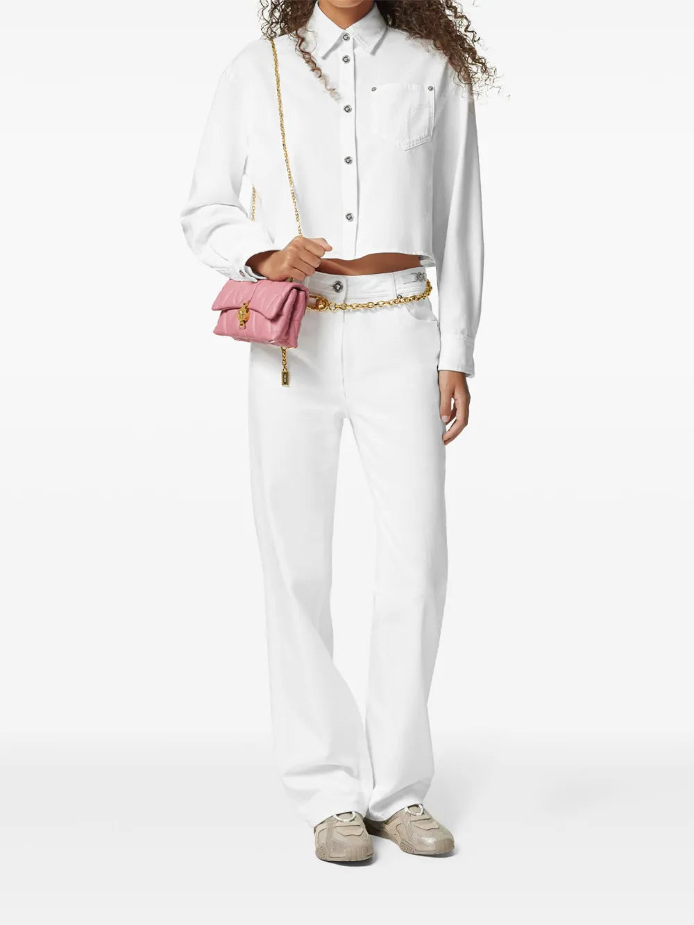 Versace Cropped White Button-Up Shirt - image 2