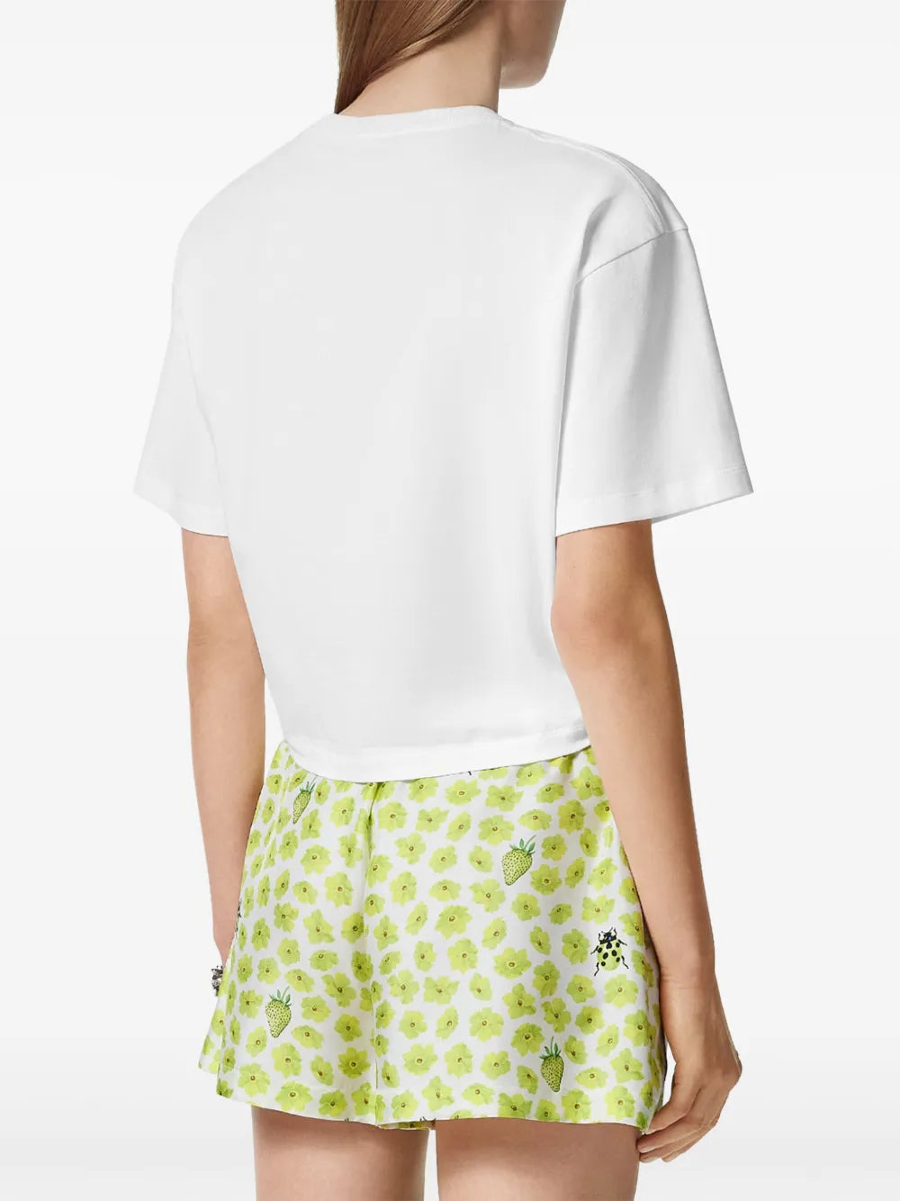Versace Strawberry Logo Twist Crop T-Shirt – White - image 6