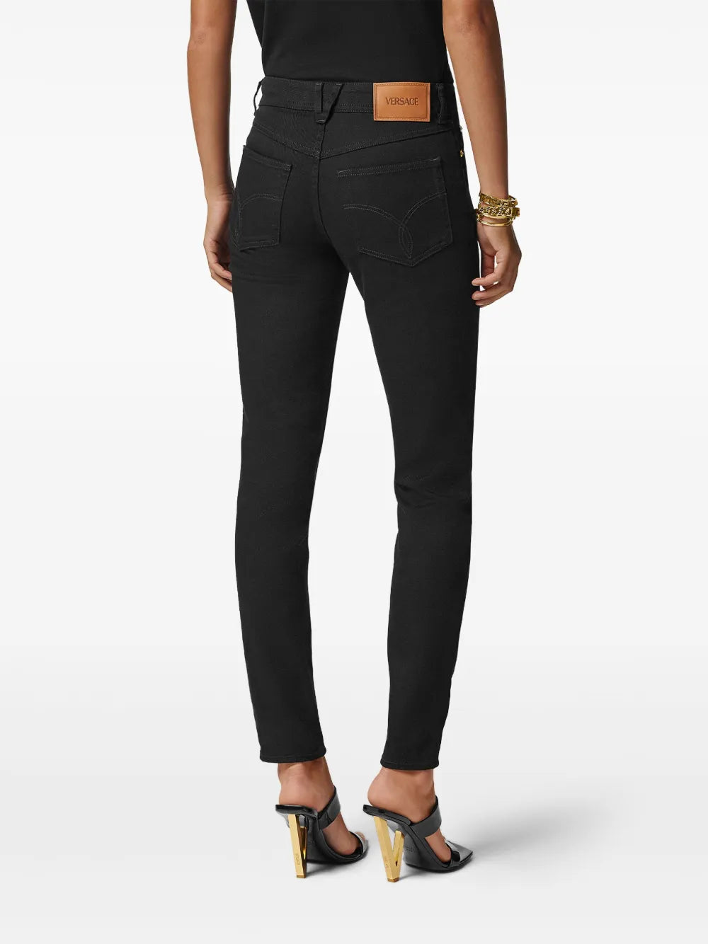 Versace Embellished Skinny Denim Jeans - image 6