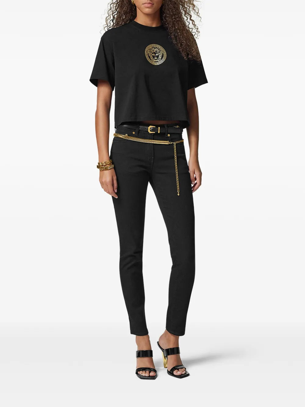 Versace Embellished Skinny Denim Jeans - image 2