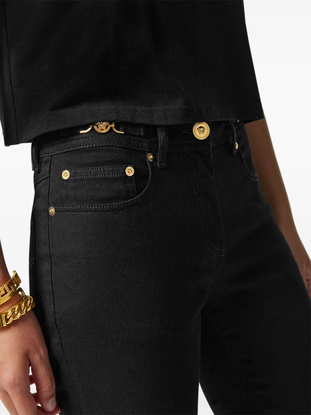 Versace Embellished Skinny Denim Jeans - image 7