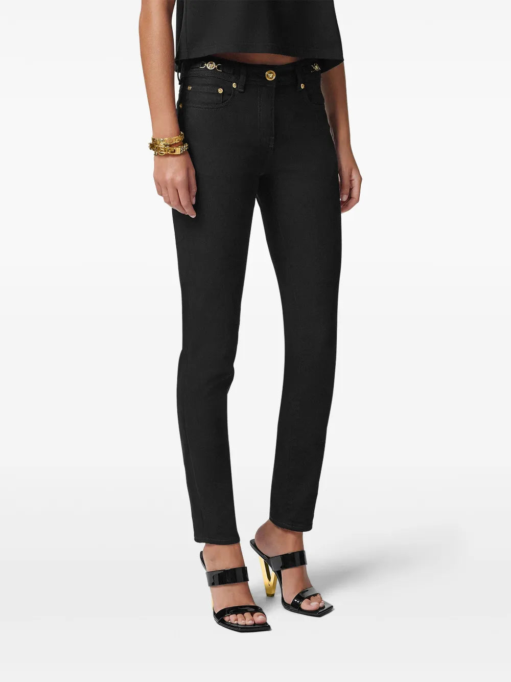 Versace Embellished Skinny Denim Jeans - image 3