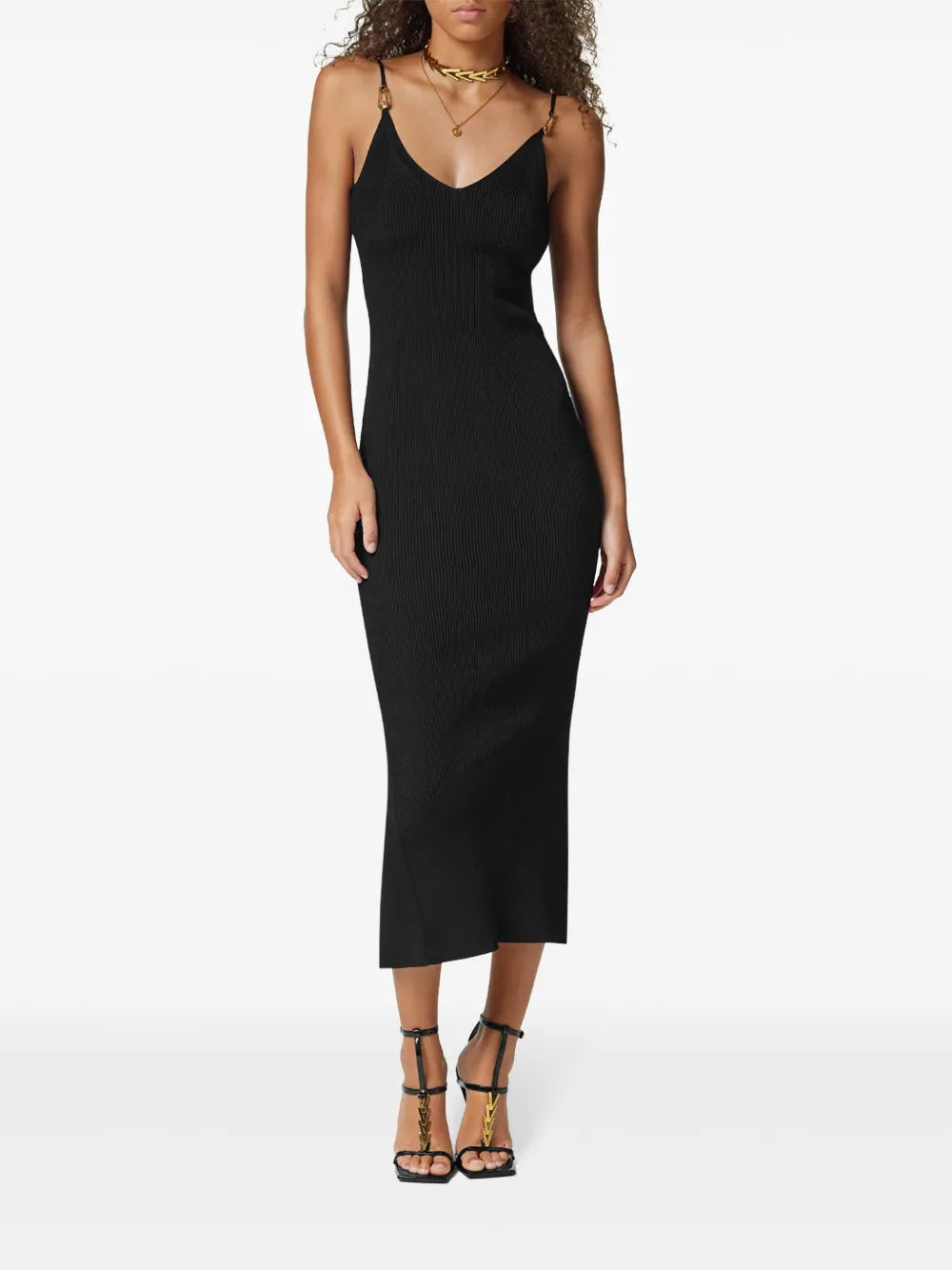 Versace Ribbed Knit Maxi Slip Dress - image 3
