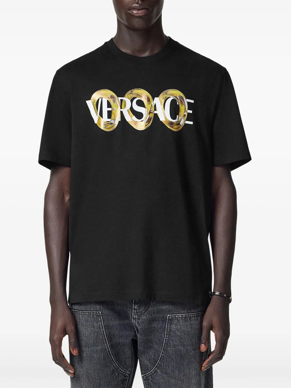 Versace Black Maxi Chain Logo T-Shirt - image 2