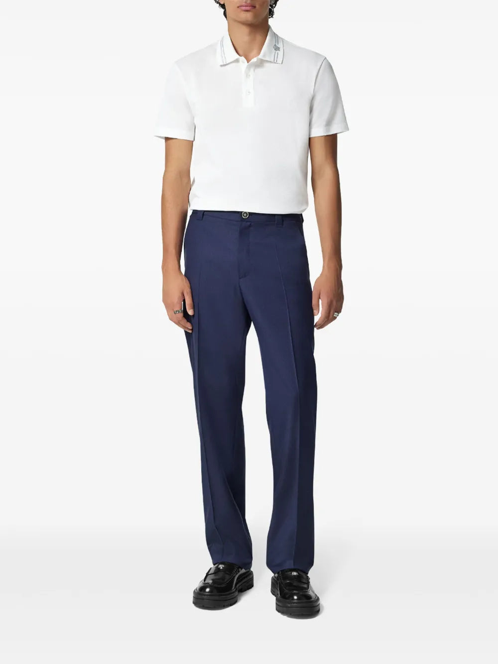 Versace Versace Minimalist White Polo Shirt with Medusa Accent - image 2