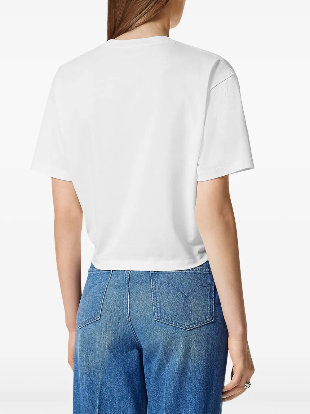 Versace Logo Twist Crop T-Shirt -White - image 3