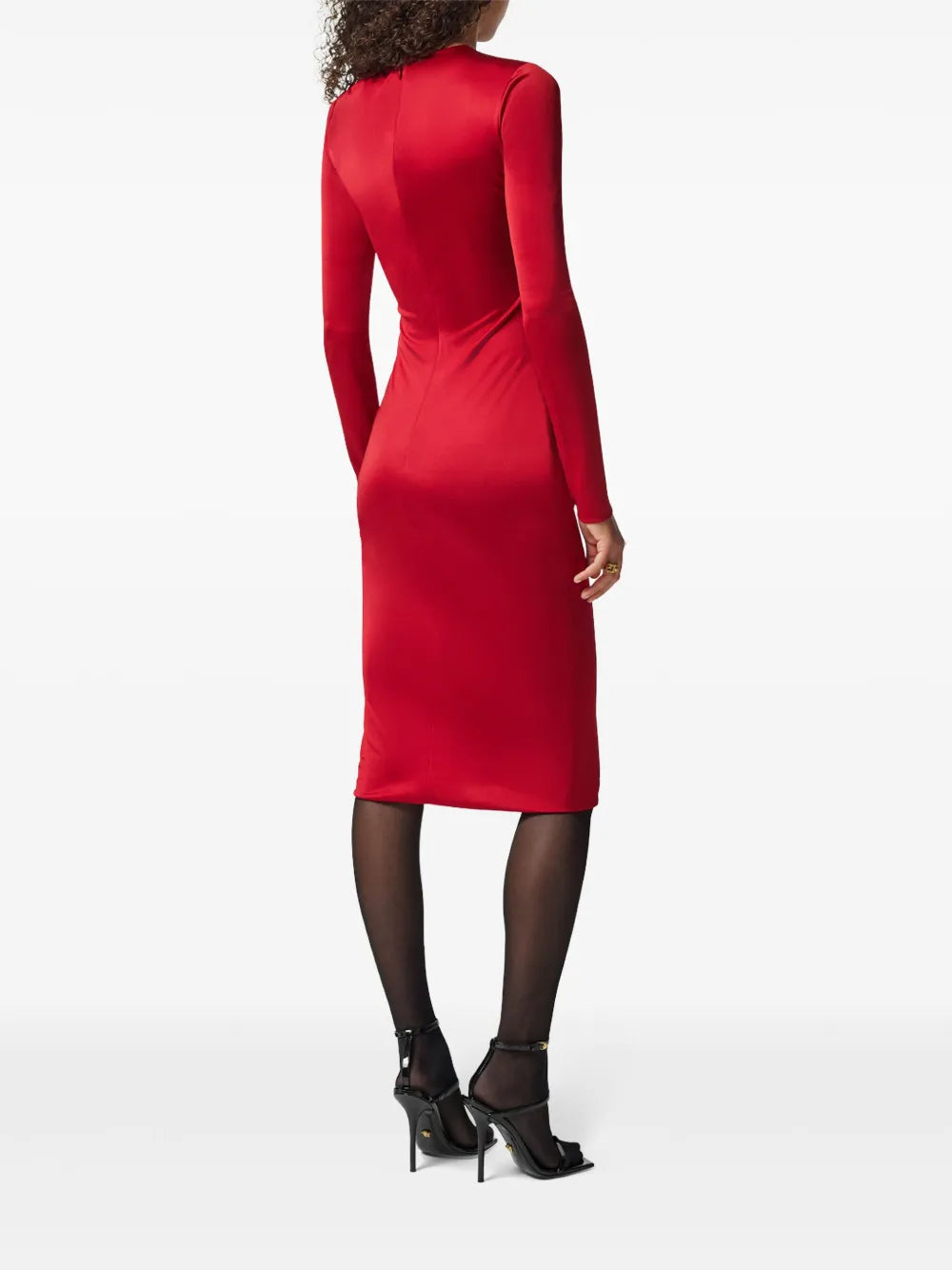 Versace Ruched Midi Dress with Crystal Accent - image 6