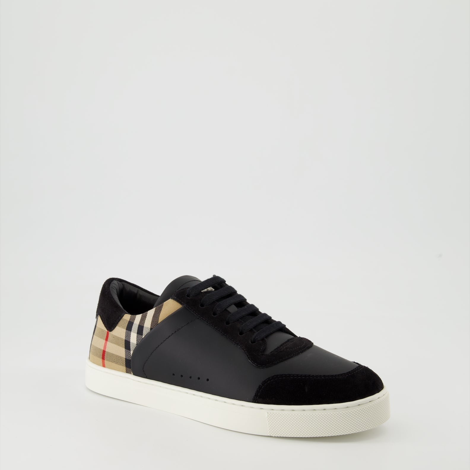 Burberry Check Leather and Velvet Sneakers - image 2