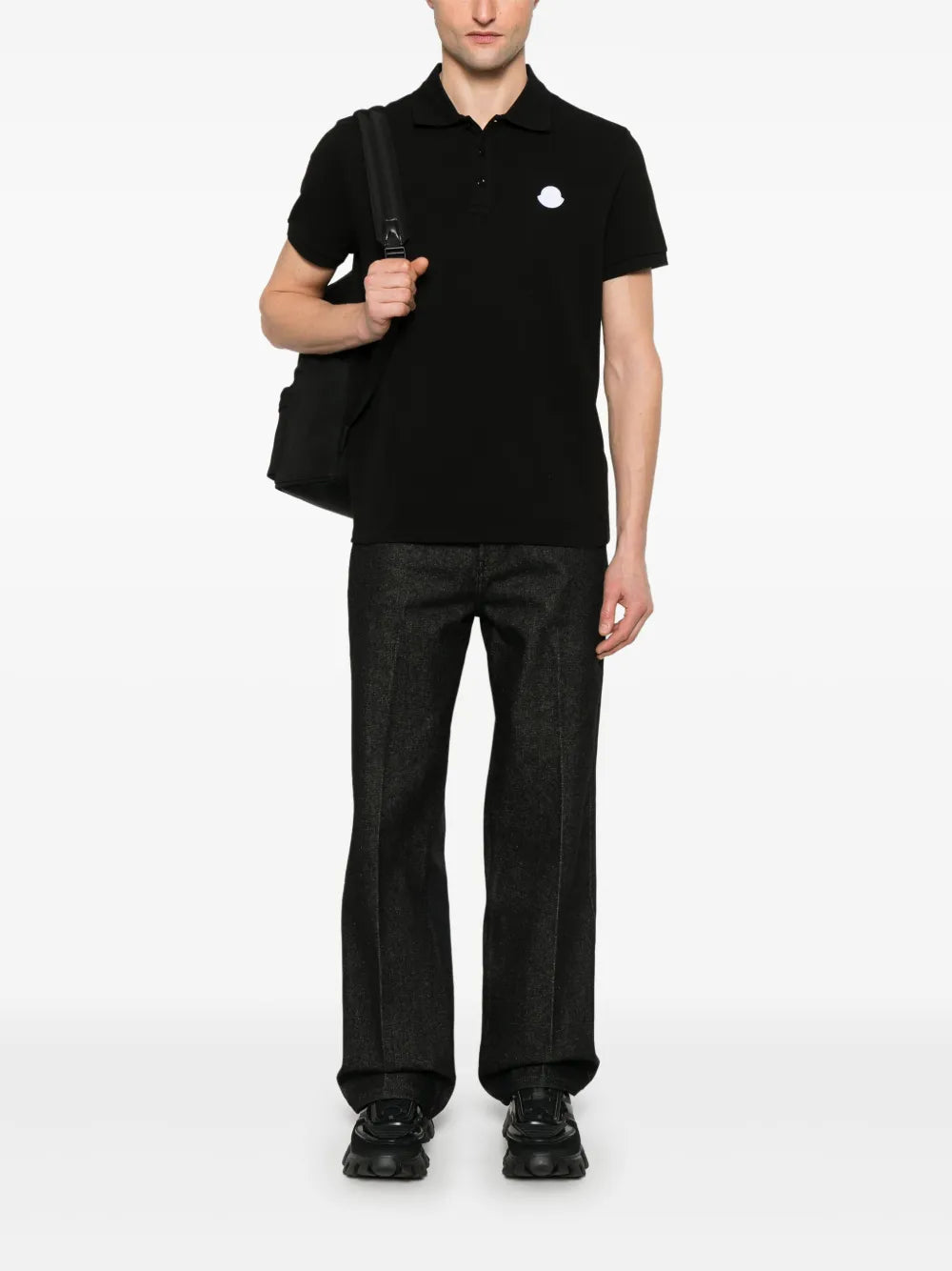 Moncler Black Polo Shirt with Tonal Logo - image 2