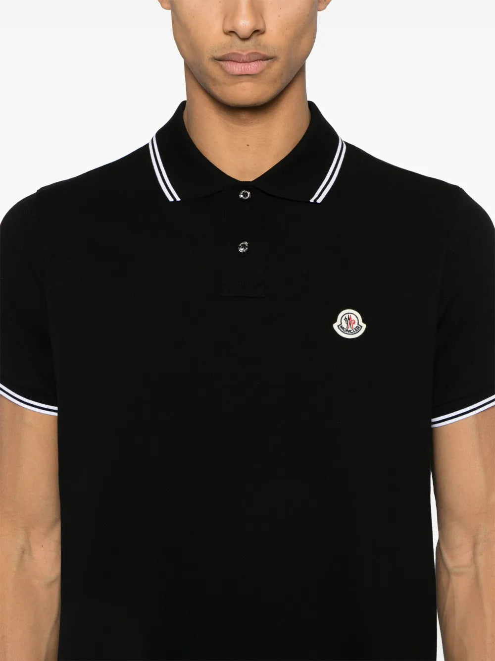 Moncler Black Polo Shirt with Contrast Stripe Trim - image 6