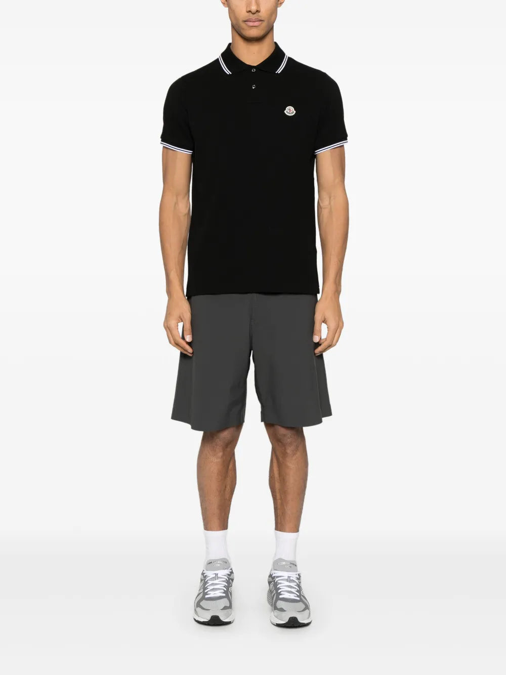 Moncler Black Polo Shirt with Contrast Stripe Trim - image 2