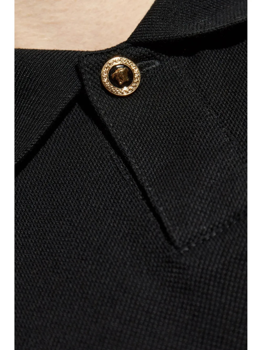 Versace Versace Black Polo Shirt with Gold Medusa Button Detail - image 7