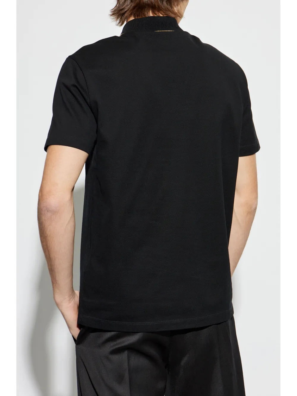 Versace Versace Black Polo Shirt with Gold Medusa Button Detail - image 6