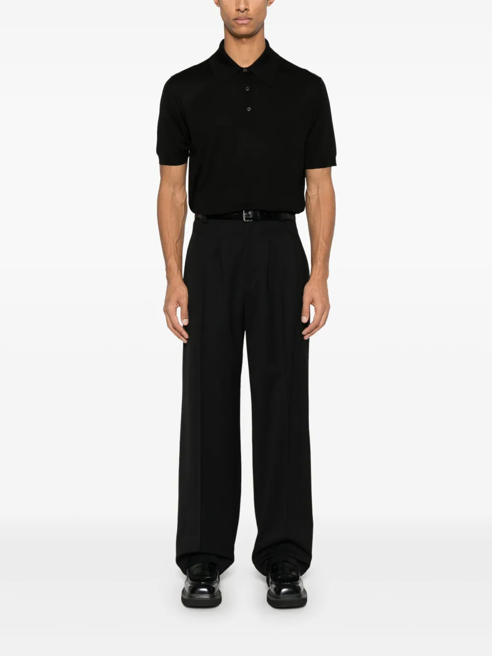 Prada Prada Black Silk Knit Polo Shirt with Minimalist Finish - image 2
