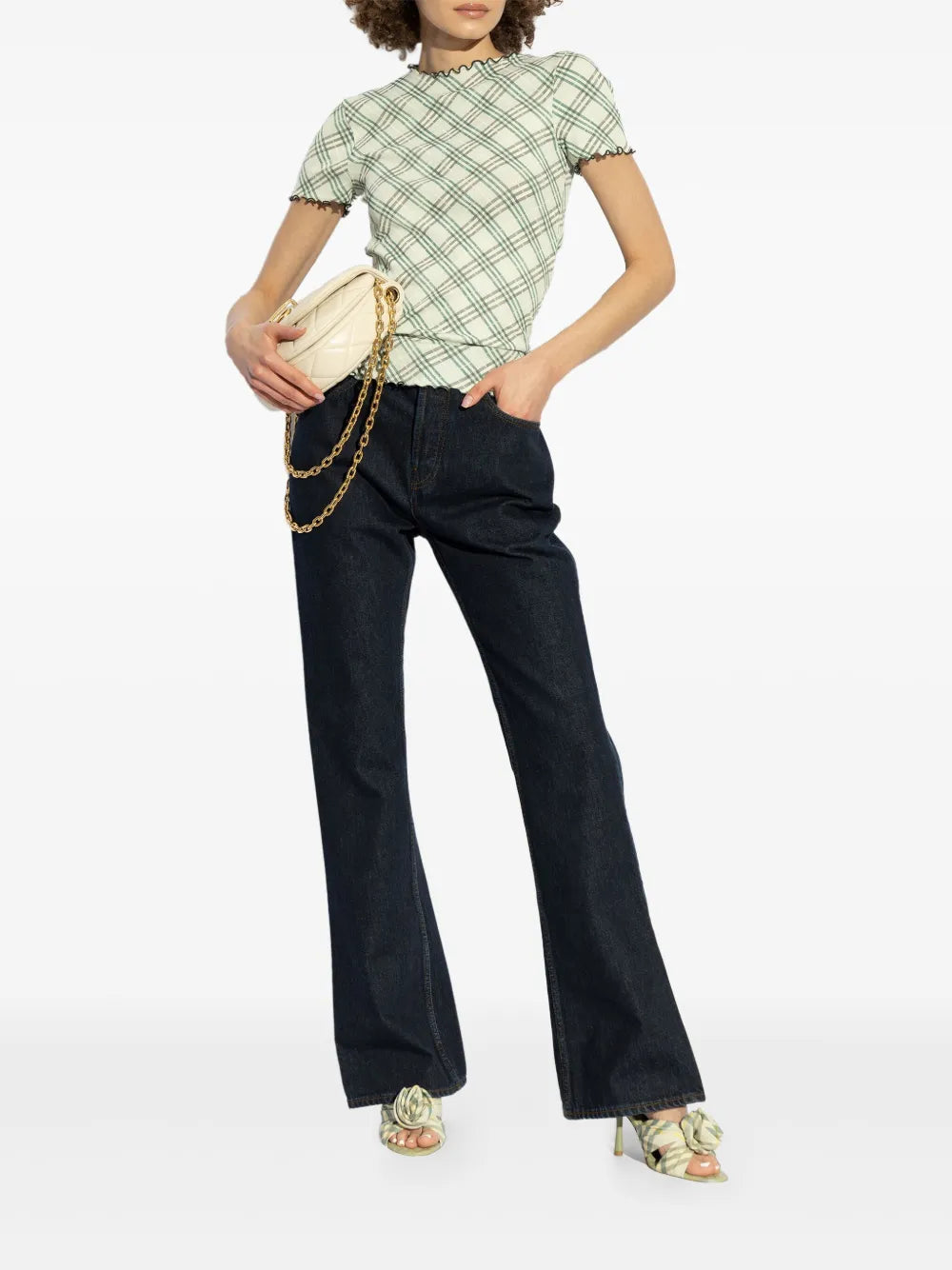 Burberry Check Print Mesh T-Shirt - image 2