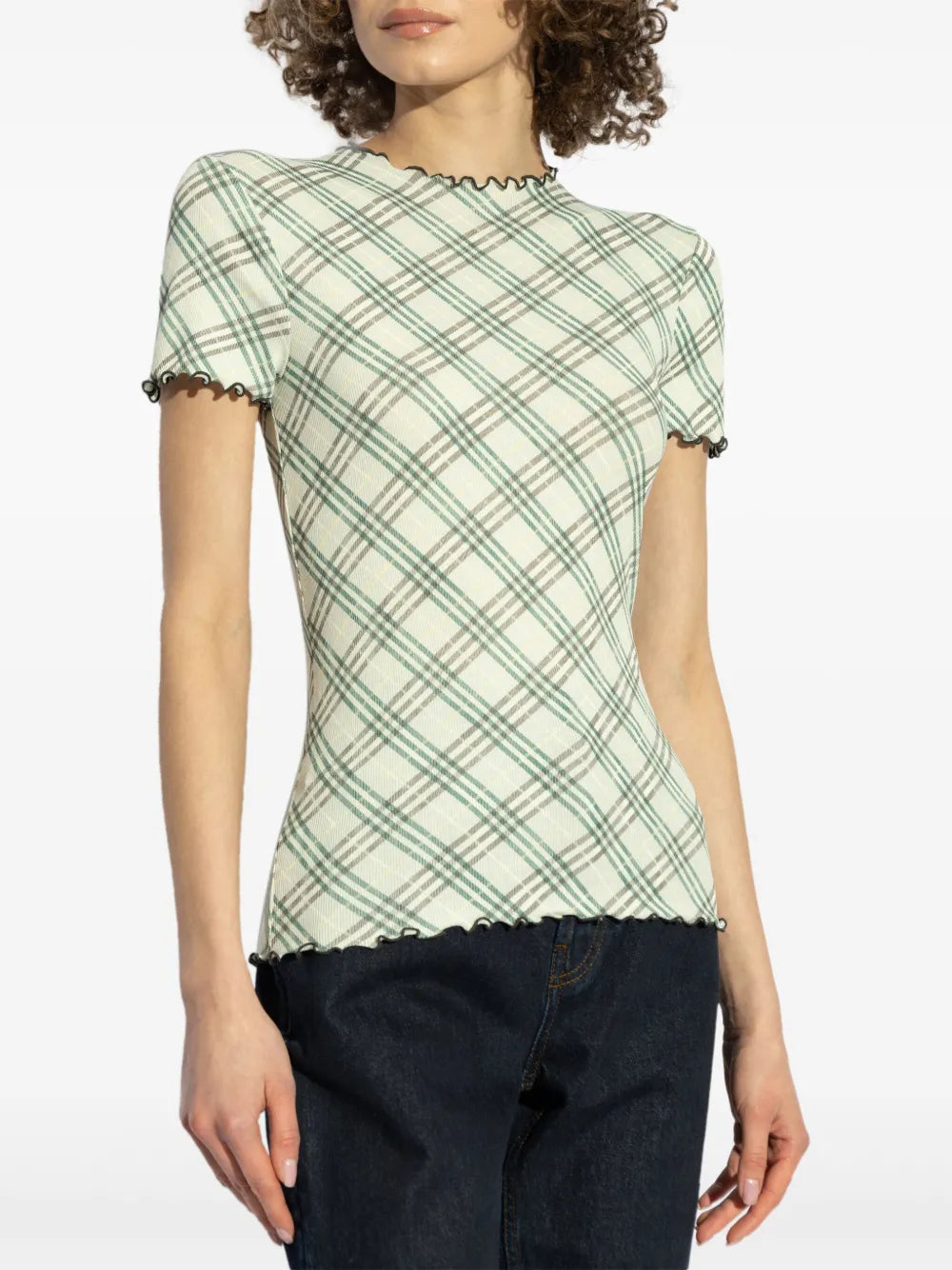Burberry Check Print Mesh T-Shirt - image 3