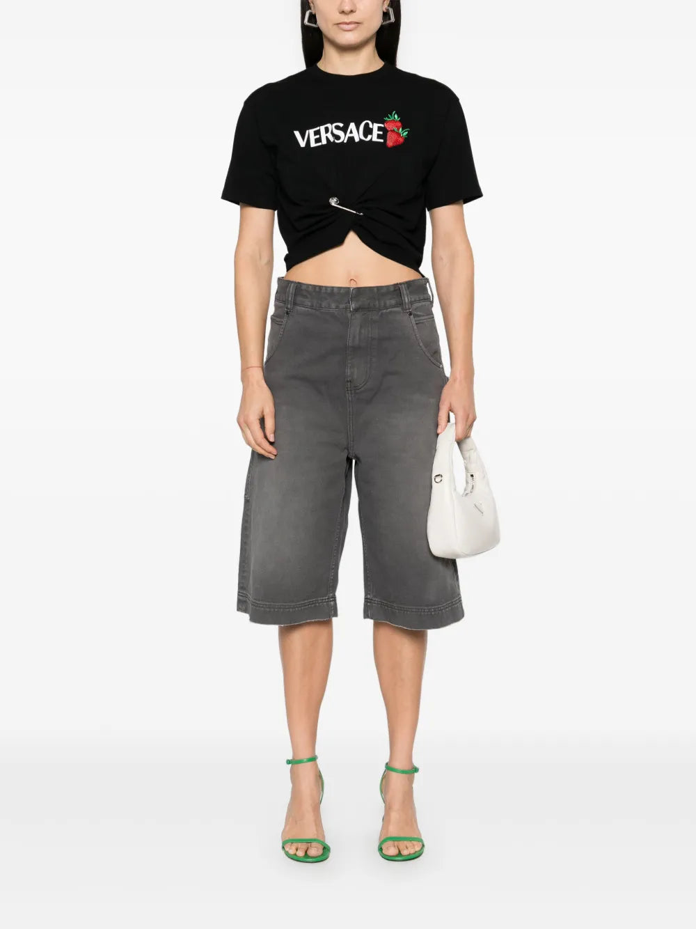 Versace Strawberry Logo Twist Crop T-Shirt - image 2