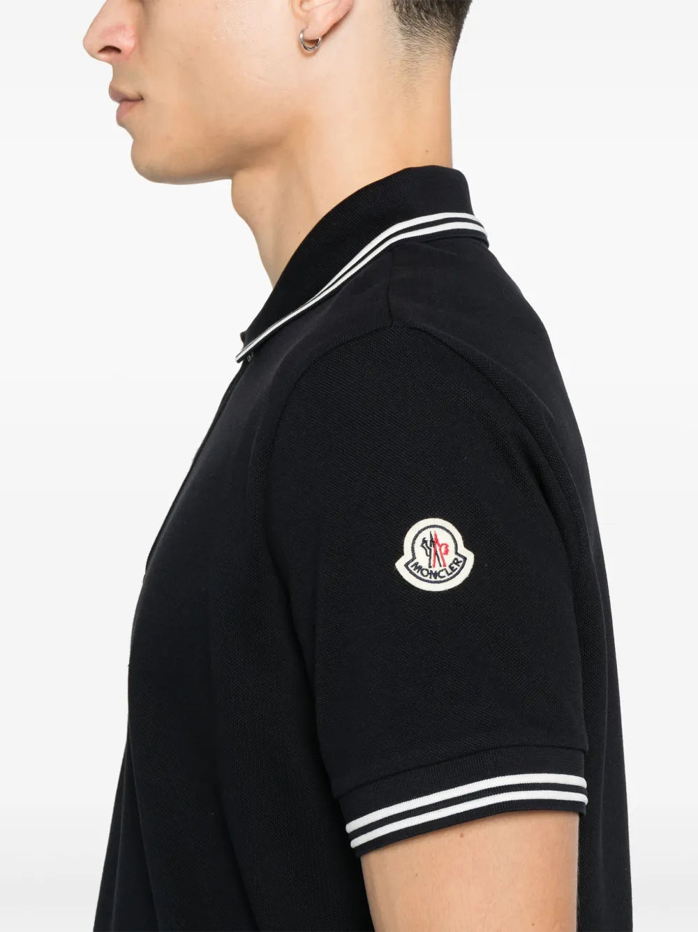 Moncler Navy Polo Shirt with Contrast Stripe Trim - image 6