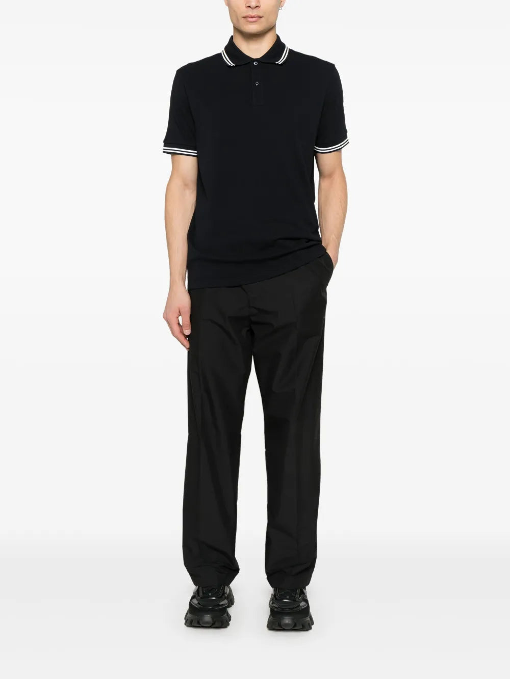 Moncler Navy Polo Shirt with Contrast Stripe Trim - image 2